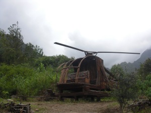 The helicopter at Ilet à Malheur.